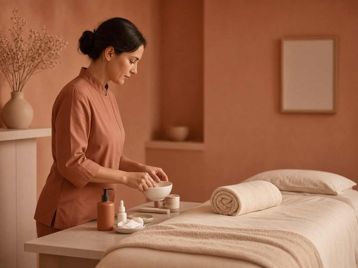 Esthetician setting up body care